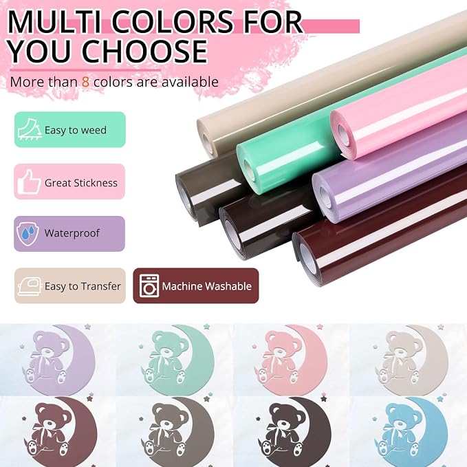 HTVRONT Puff Vinyl Heat Transfer, Light Pink, Iron on Vinyl