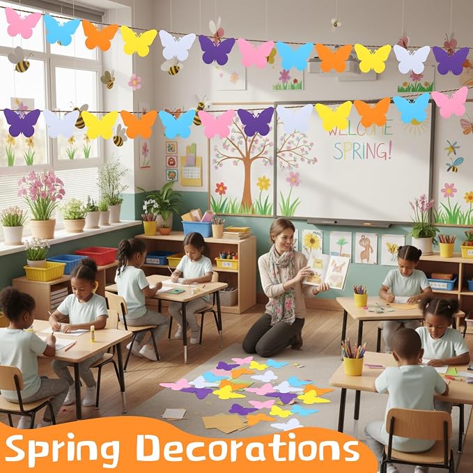Ireer 48 Pcs Large Foam Butterfly Cutouts 6 Inch Colorful Spring Bulletin Board