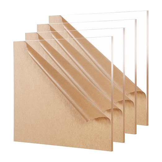 KAITELA 4 Pack Clear Acrylic Sheet 1/4" Thick, Display Case, Laser Cutting