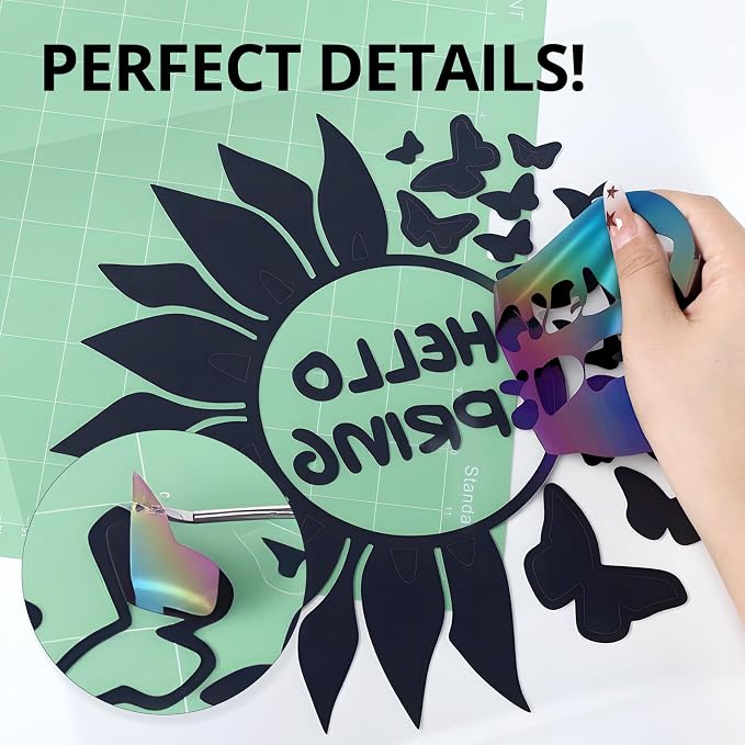 HTVRONT Reflective Rainbow HTV Heat Transfer Vinyl, Reflective HTV