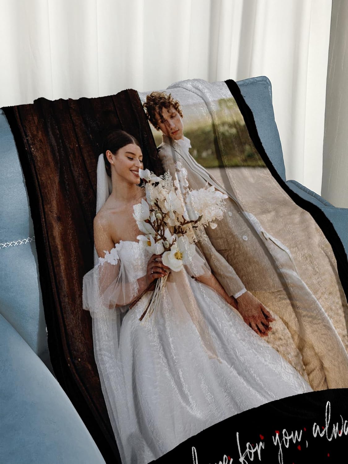 Personalized Blanket with Photo Text Custom Throw Blanket Customized Picture Blankets Personalized Gift Flannel Blanket for Birthday Gifts Valentines Day Gift