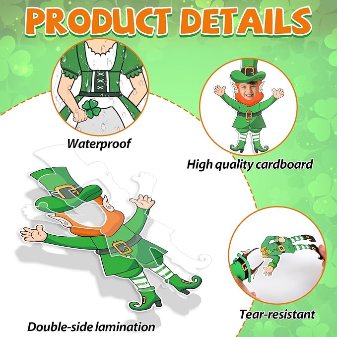 OBUSATT 60 Pcs St. Patrick's Day Leprechaun Theme Cutouts March Bulletin Board