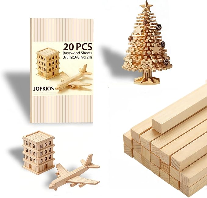 20PCS Square Wooden Dowels, 3/8" X 3/8" X 12"Square Dowels | Beautifully