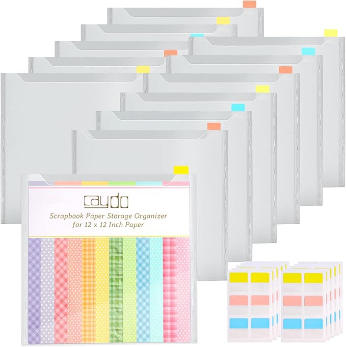 Caydo 12 Pcs Scrapbook Paper Storage