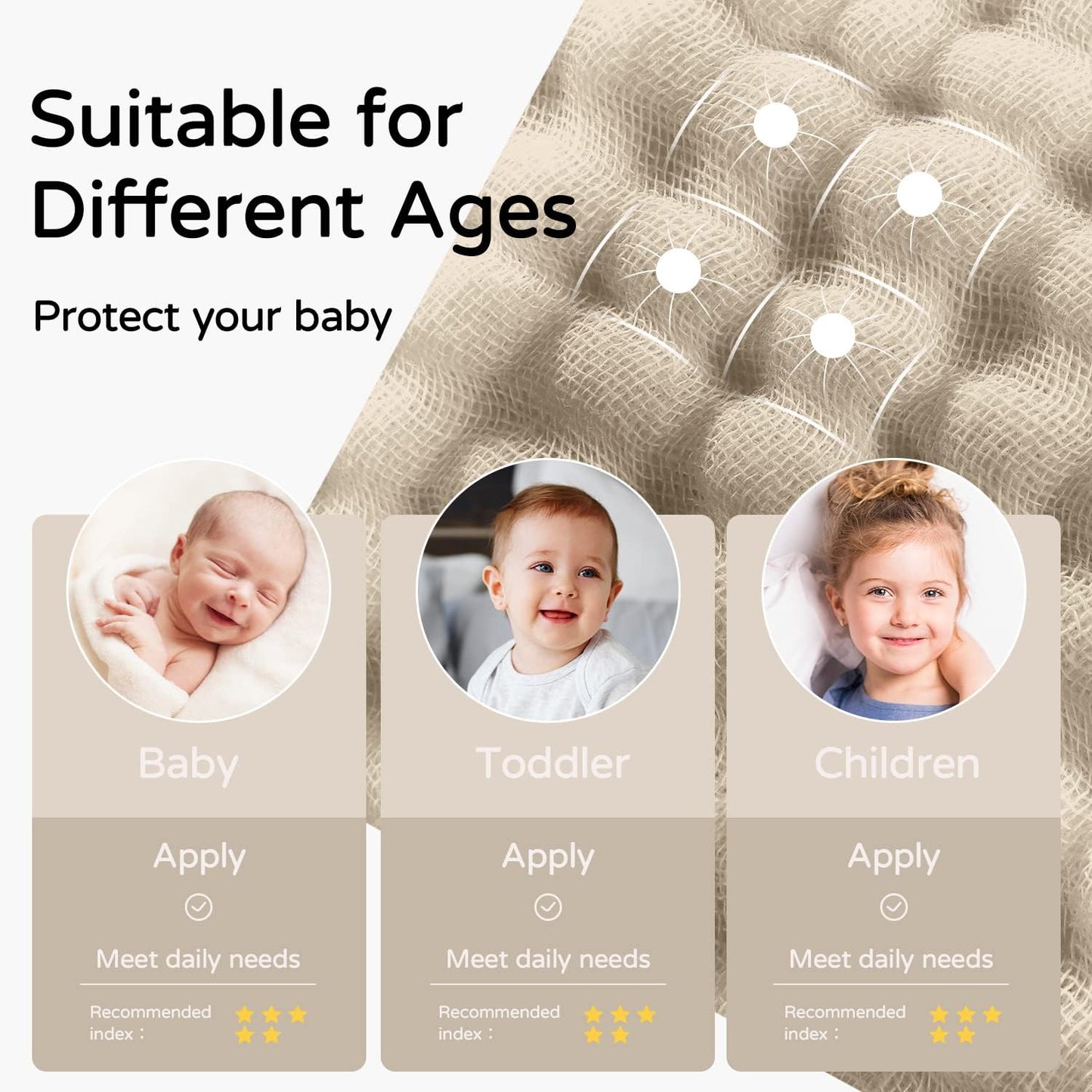 Yoofoss Hooded Baby Towels for Newborn 2 Pack 100% Muslin Organic Cotton Baby Bath Towel with Hood for Babies, Infant, Toddler and Kids, 32x32Inch, Soft and Absorbent Newborn Essential,Bge& Bean Paste