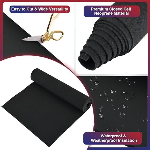 NYXOVA Neoprene Sponge Foam Sheet Roll, Closed Cell Foam Rubber Padding Without