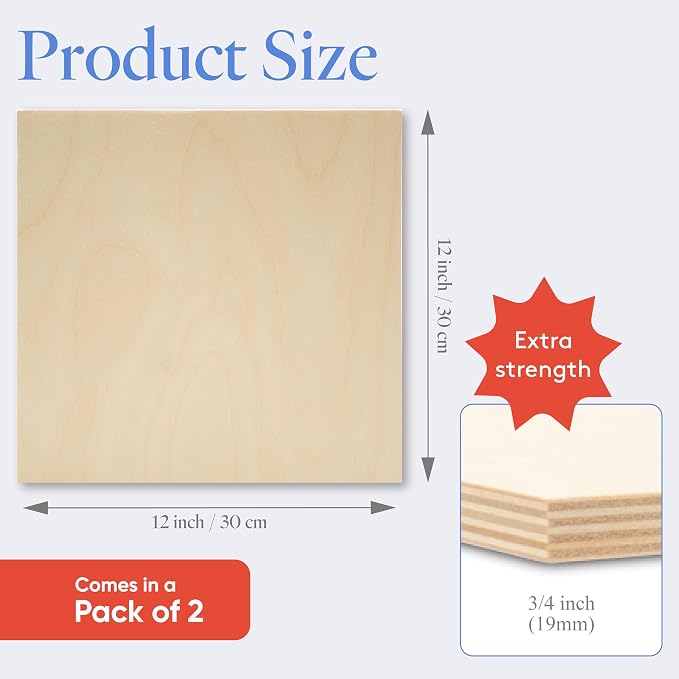 Baltic Birch Plywood 12 x 12 x 3/4 Inch - 18 mm Craft Wood