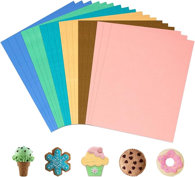 Whaline 18Pcs Boho Felt Fabric Sheets Soft Thick Assorted 6 Colors Craft Felt