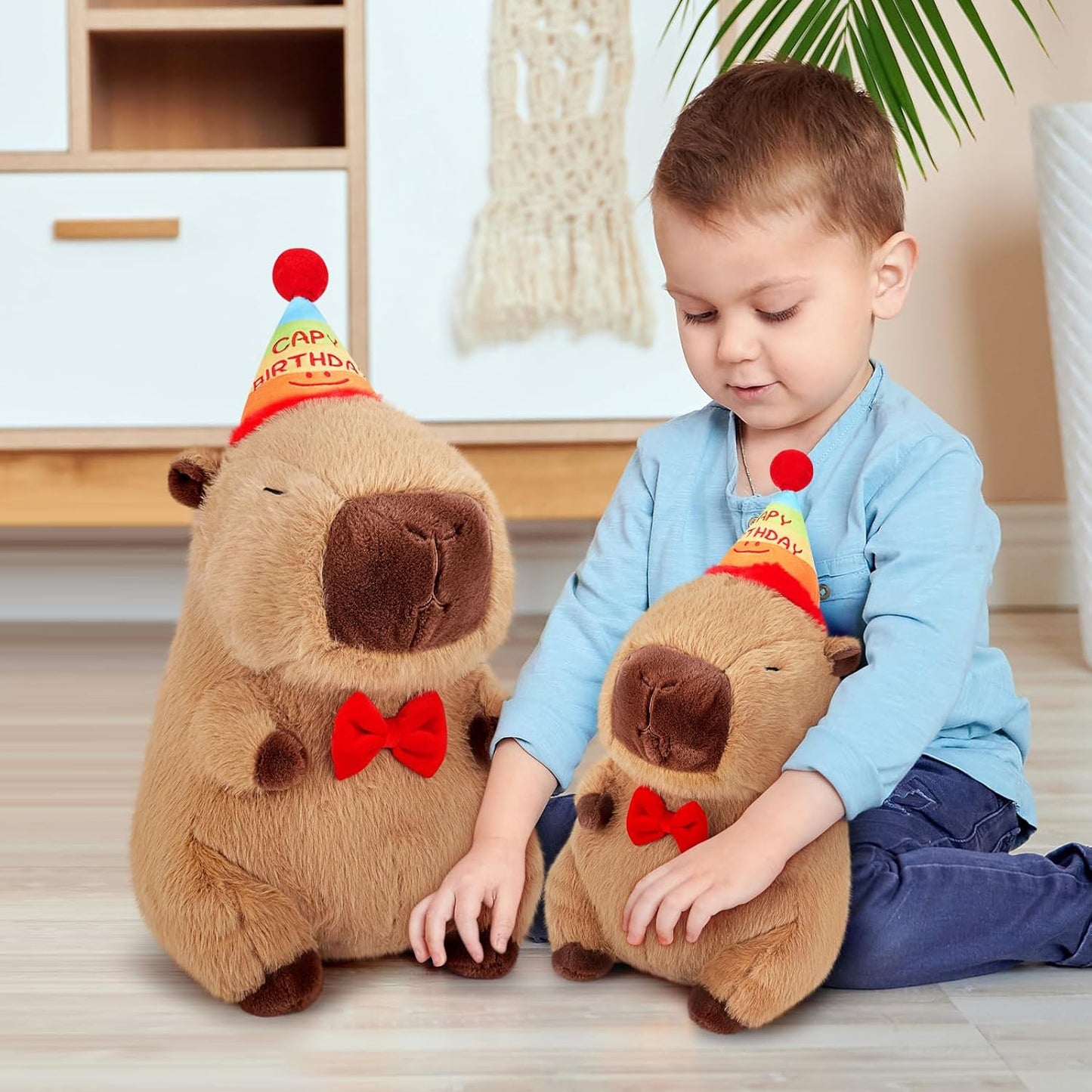 Achwishap Capybara Plush,Cute Plushies Capybara Stuffed Animal,Capybaras Plush Toys,Kawaii Plushie Stuffed Toy with Birthday Hat Plushie Gift for Kids Adults Birthday(Capybara with Birthdays Hat,12”)