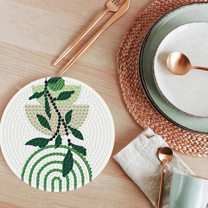 ijbnhd 8 Pcs Leaf Diamond Art Coasters Kit, Diamond Painting Coasters | Leaf