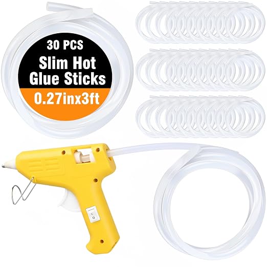 Copkim 30 Pack 3 ft Long x 0.27" Diameter Mini Hot Glue Stick Rolls Bulk Hot