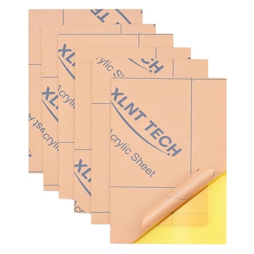 6 PCS Yellow Transparent Cast Acrylic Sheets 8" x 12" x 0.118", Plexiglass