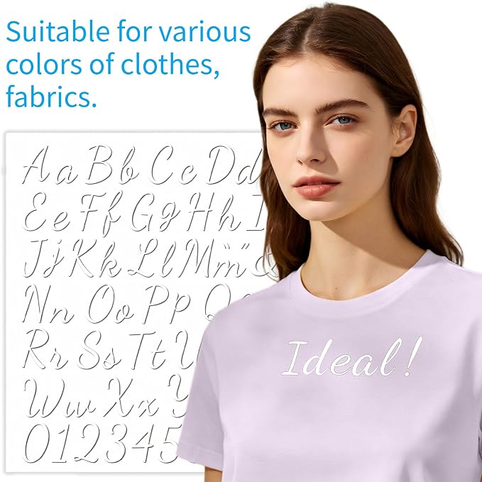 12pcs Iron on Letters for Clothing, Heat Transfer Vinyl Letters, DIY Fabric