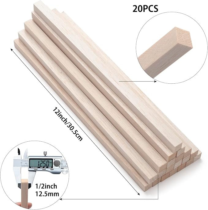 Balsa Wood Sticks, Balsa Wood Strips, Unfinished Wood Craft Sticks