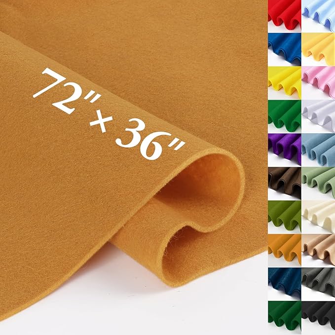 Golden Yellow Felt Fabric Sheet 72" X 36", 1.4mm Thick Large Soft Durable