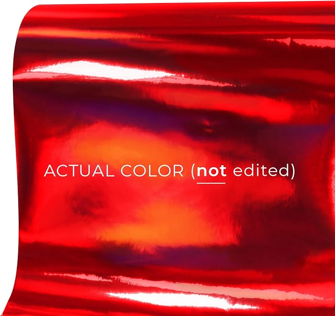 VViViD DECO65 Gloss Holographic Chrome Red Permanent Adhesive Craft Vinyl Roll