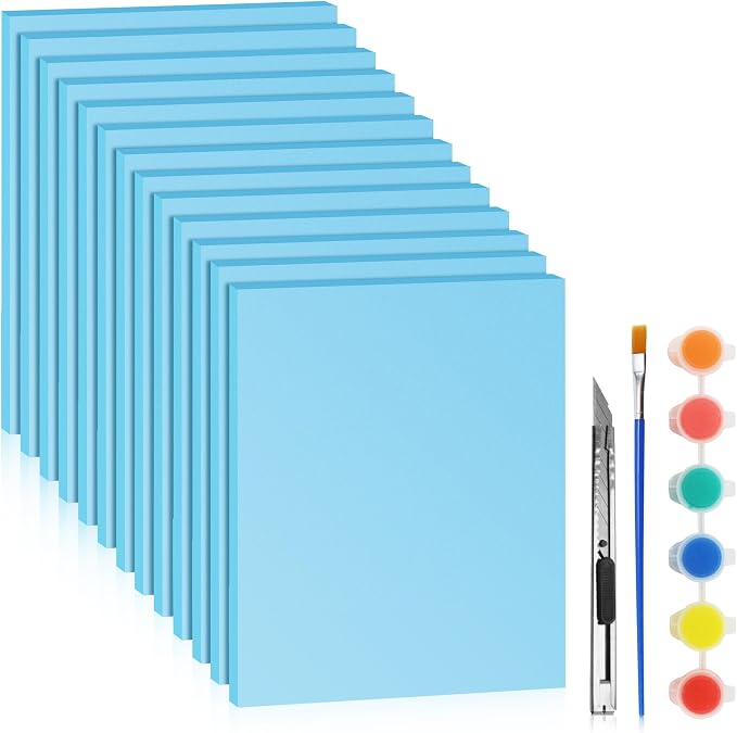 LuckyFoam Blue 13 Pack 15x12x0.5 inch Foam Sheets 0.5 Inch Thick | Polystyrene