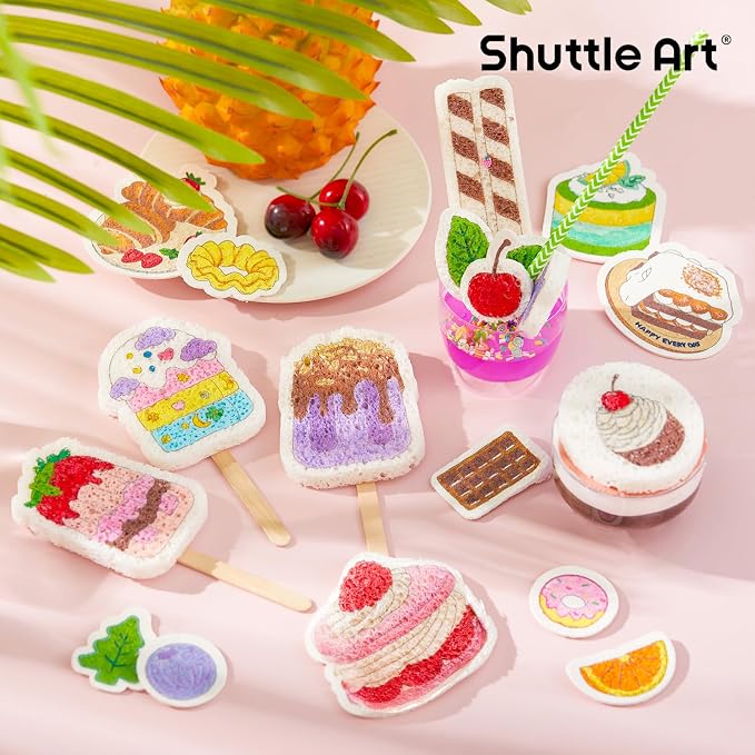 Shuttle Art 105 Pcs Magic Foam Texture Painting Kit Dessert Series: 24 Dessert