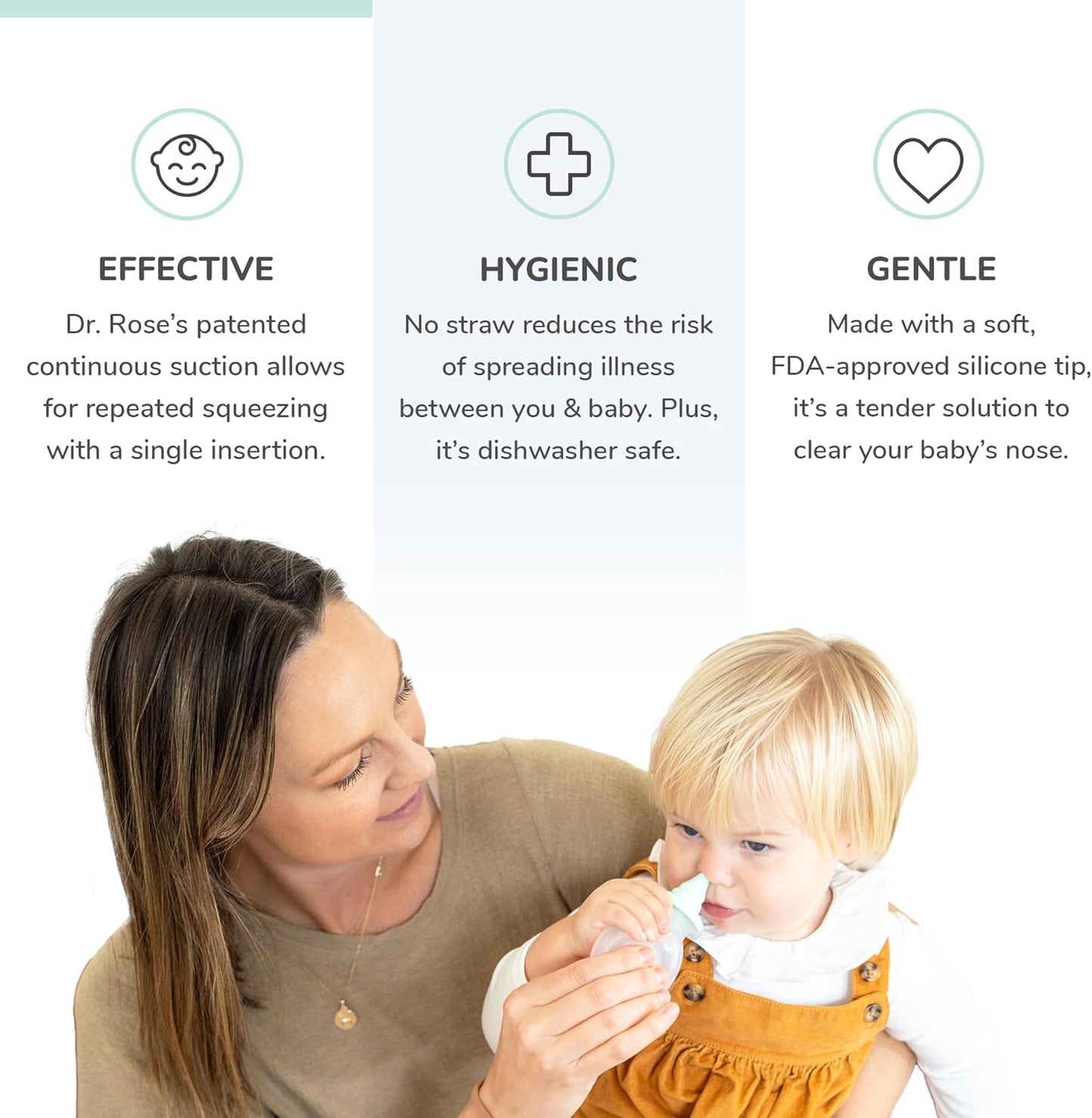 Dr. Rose's Nasal Aspirator for Baby | Pediatrician Patented Dual-Suction Nose Cleaner for Baby (Pack of 1, 1, Count)