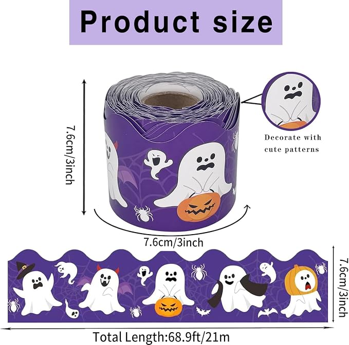 68.9 Feet Halloween Bulletin Board Borders，Scalloped Borders Bulletin Board