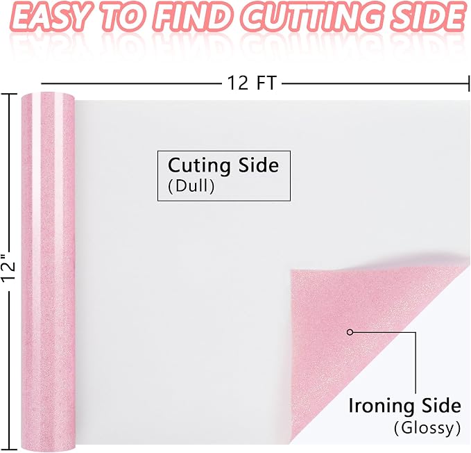 TORC Pink Glitter HTV Pink Heat Transfer Vinyl HTV Rolls
