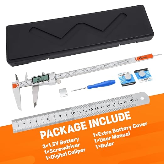 HARDELL 12" Digital Caliper, All-Metal Electronic Micrometer