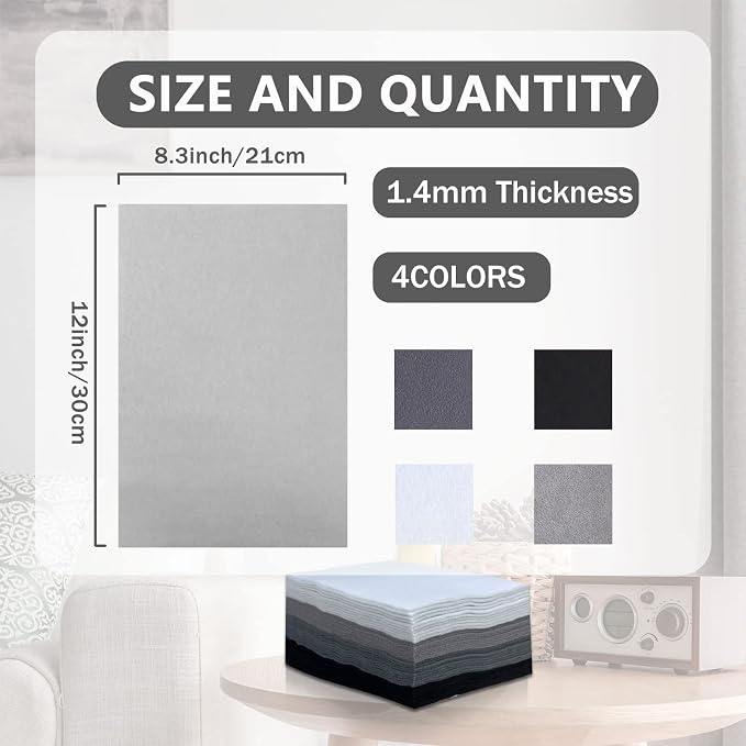 Jtnohx Soft Felt Sheets, 8x12 inches Assorted Craft Felt Fabric, 1.4mm Thick