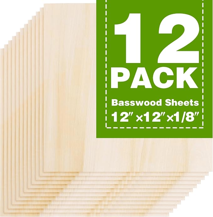 Basswood Sheets 12"x12"x1/8", 3mm Basswood