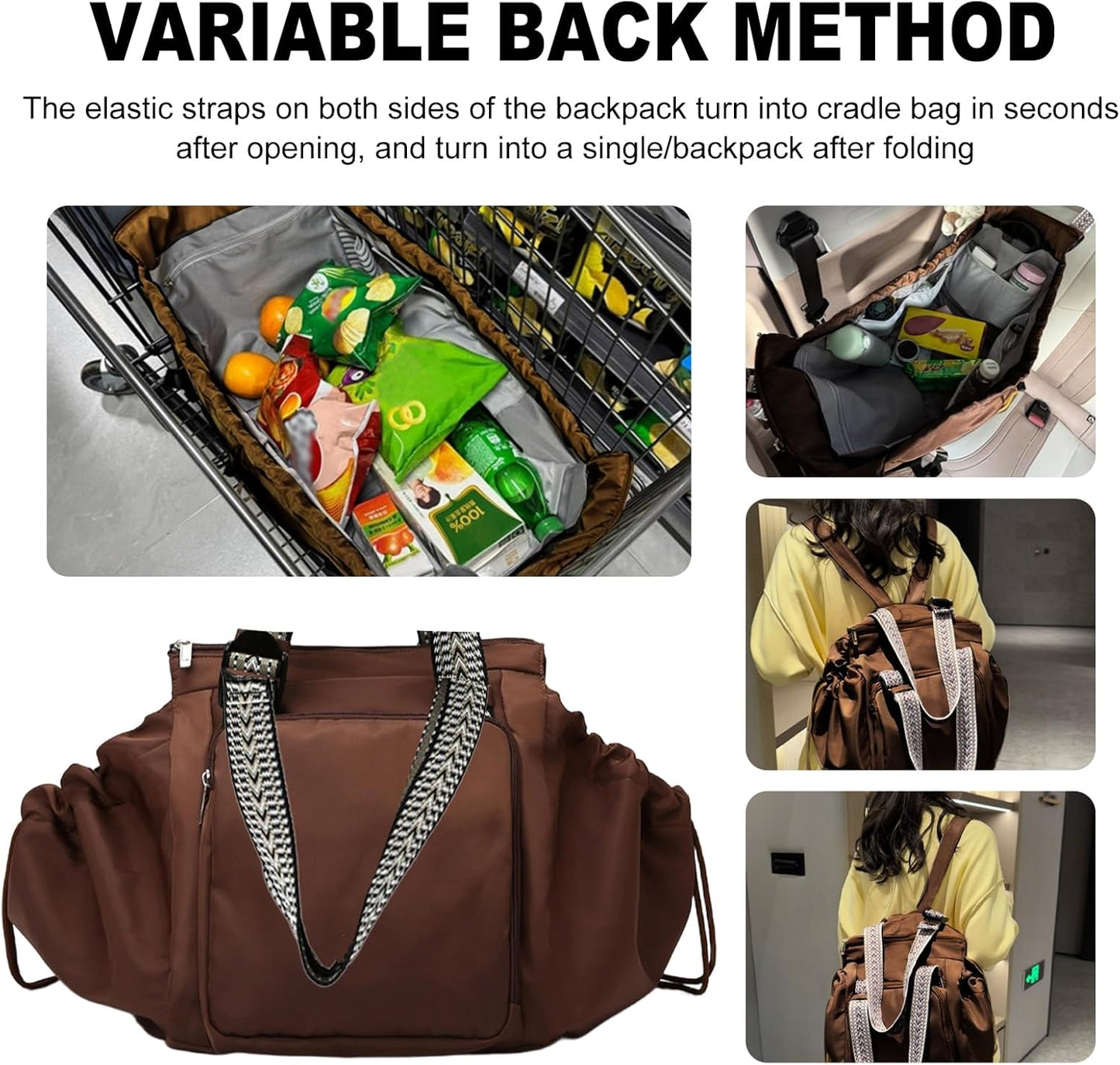 Multifunctional Travel Organizer Bag for Ladies - Doubles as a Stylish Backpack, Crossbody and Shoulder Bag, Boasts Great Storage Capacity (Dark Brown)