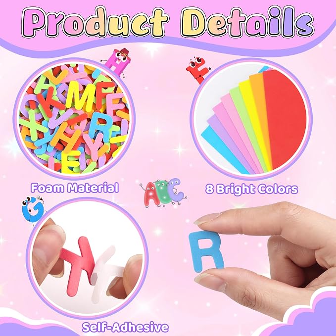 1312 Pcs Foam Letter Stickers, Self-Adhesive EVA Alphabet Stickers Small 1 Inch