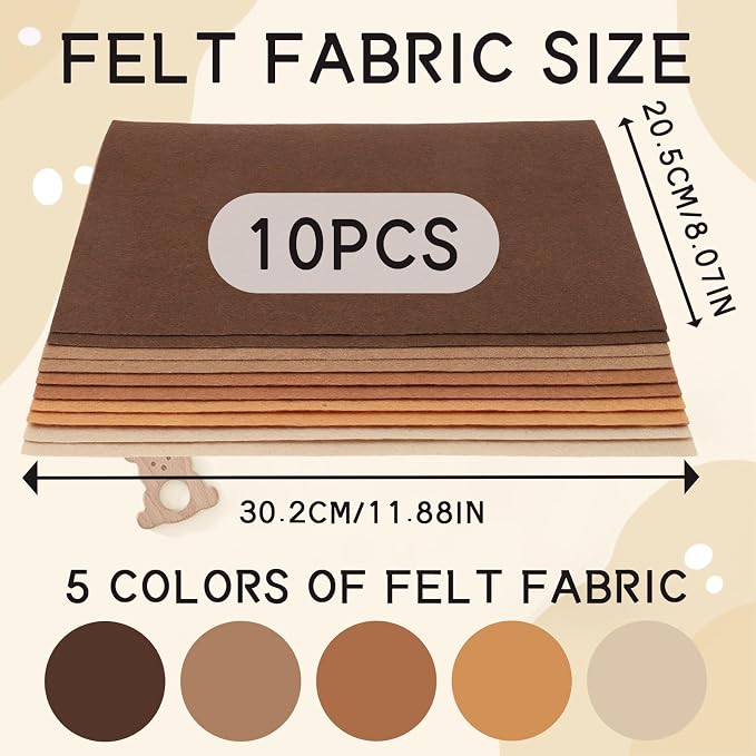 10-Sheet Felt Fabric Sheets