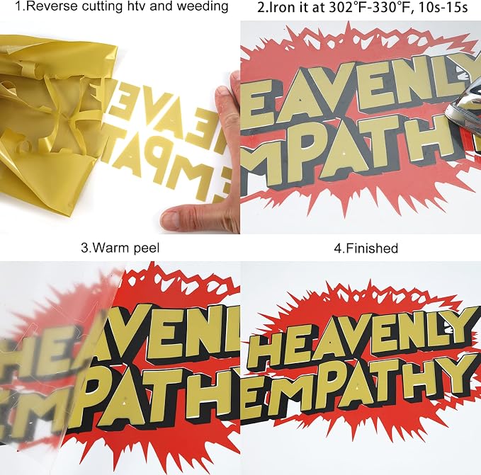 FUNKAKA Golden HTV Heat Transfer Vinyl Rolls, Adhesive Golden HTV Vinyl