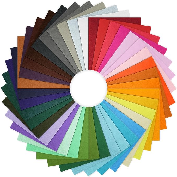 Ainiv 40pcs 6×6 inches Coloured Felt Fabric Sheets, Fabrics DIY Craftwork
