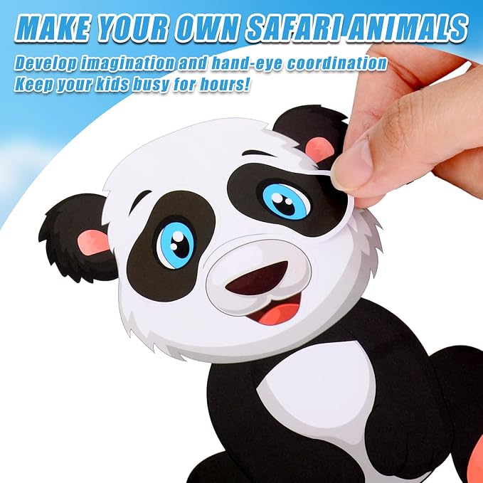 48 Sheets Create Funny Safari Animals Stickers, Make a Face Stickers