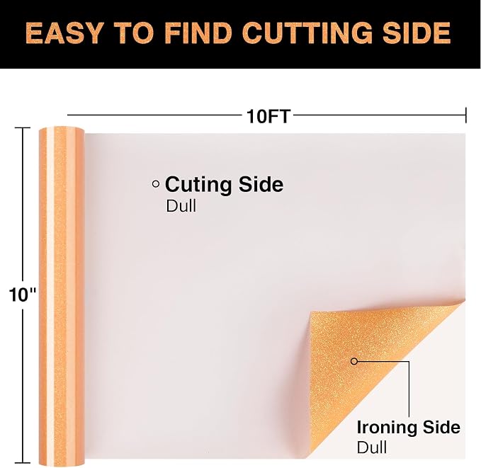 Orange Glitter HTV Heat Transfer Vinyl Roll 12inch x 10 ft