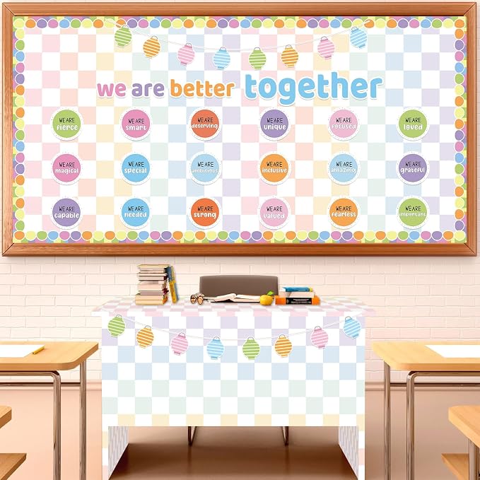 Pastel Rainbow Checkered Bulletin Board Paper Roll Colorful Bulletin Board