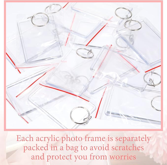 Yaomiao Acrylic Photo Frame Keychain Holder Photo Picture Insert Blank Keyring