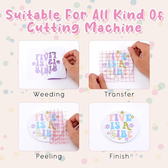 Tintnut Boho Permanent Vinyl 8 Pcs 12x10in Pale Lilac Purple Adhesive Vinyl |