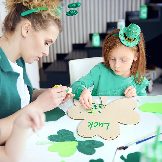 Large Size 12" Wooden Shamrock Ornaments to Paint, St. Patrick's Day Decoration