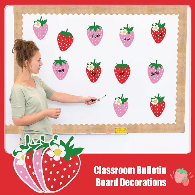 MixTeach 96 Pieces Strawberry Cutouts Summer Berry Paper Cutouts Strawberry