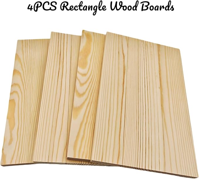 4PCS Rectangle Wood Boards Unfinished Wood Blocks