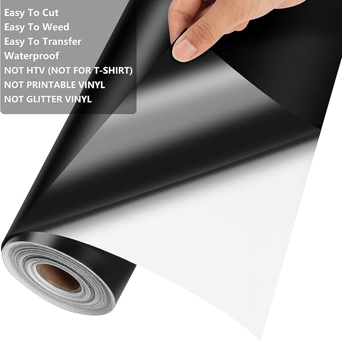 Matte Black Permanent Vinyl, Lya Vinyl Matte Black 12" x 50Ft Permanent
