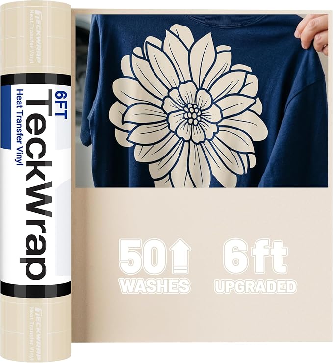 TECKWRAP Heat Transfer Vinyl for T-Shirts, 50+ Washes, REACH Certified & Dryer