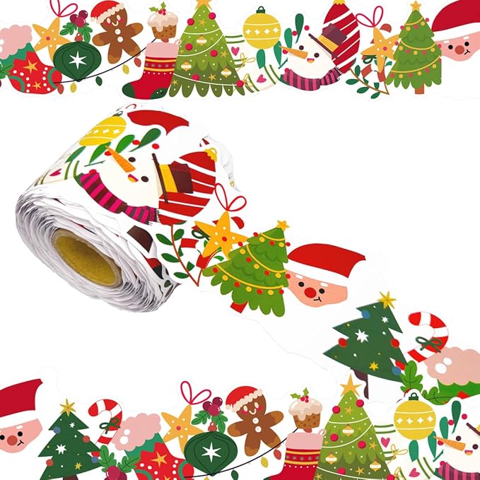 69 Ft Christmas Bulletin Board Border，Santa Claus Christmas Tree Trim Border