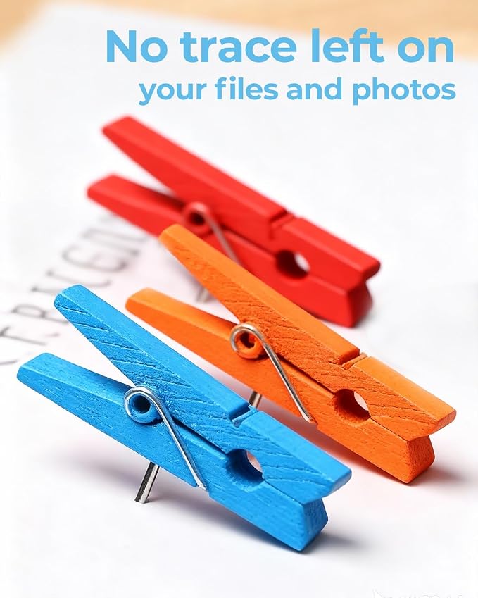 160Pcs Colorful Wooden Push Pin Clips, Decorative Thumbtack