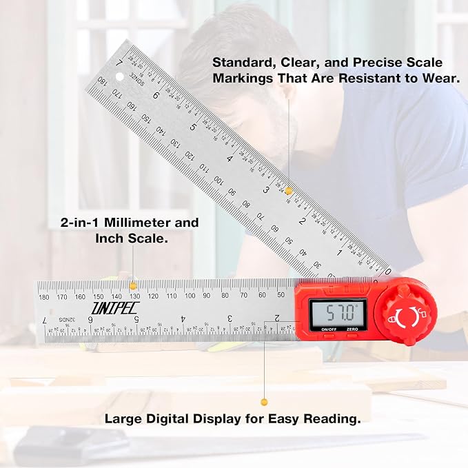 Digital Angle Finder Protractor, Angle Finder Ruler, Stainless steel 7inch 200mm