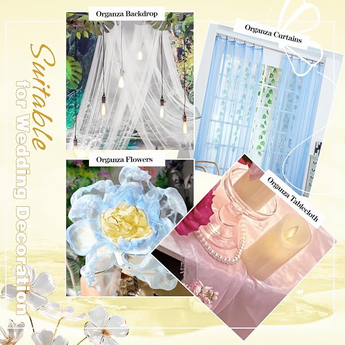 VACVELT Gold Sheer Organza Fabric by The Yard 60" Wide | Semi-Transparent