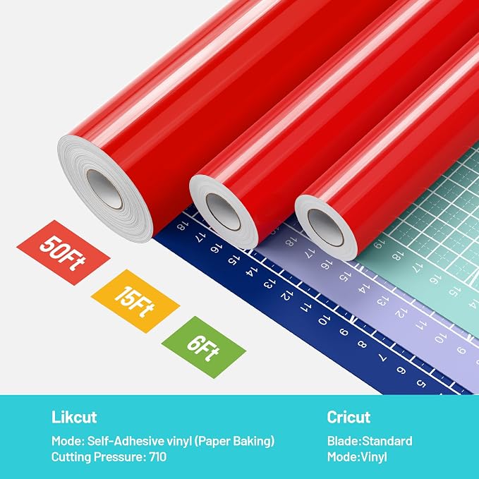 LIKCUT Glossy Red Permanent Vinyl