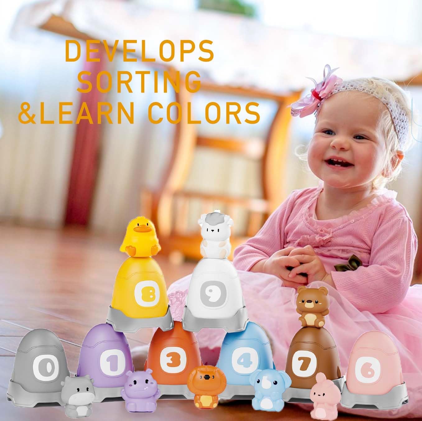Learning Toy Animals Toys Montessori 30 Pcs for 1 2 3 Year Old Toddlers Counting, Matching, Sorting Fine Motor Games, Christmas Birthday Gift for Baby Boys Girls Age 12-18 Months