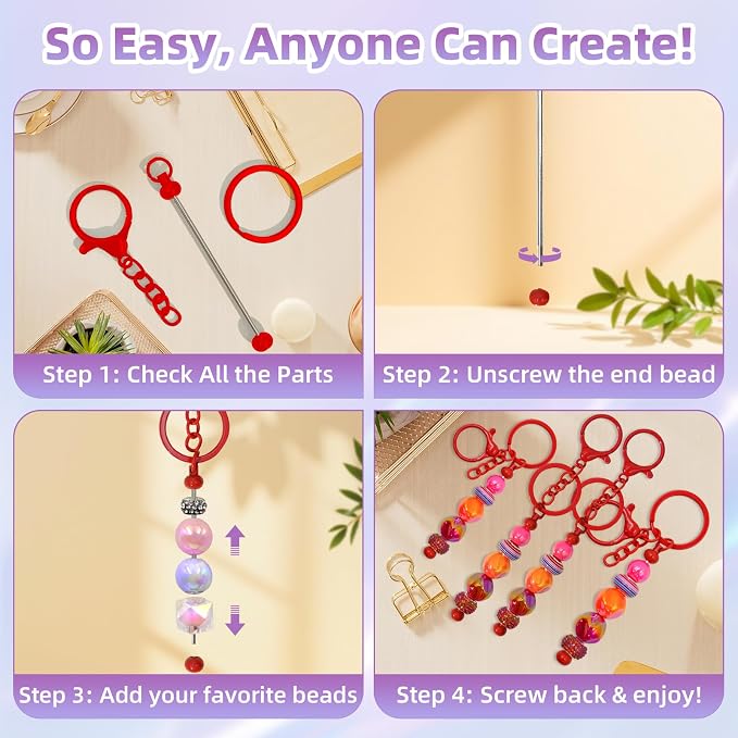 28 Pcs Beadable Keychain Bars